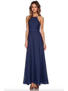 NBD Animosity Backless Maxi Dress Square Neck  XS Navy Wedding Guest Revolve